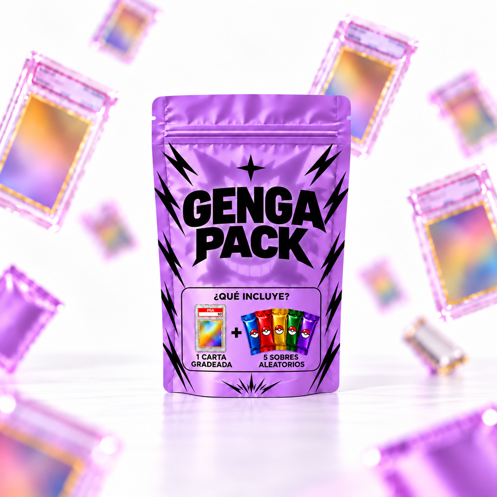 Genga Pack: 1 Carta Gradeada + 5 sobres + 2 Cartas Art Rare