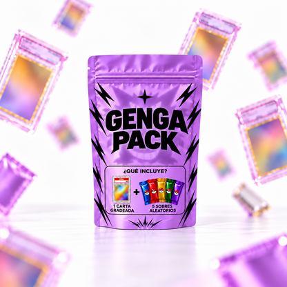 Genga Pack: 1 Carta Gradeada + 5 sobres + 2 Cartas Art Rare